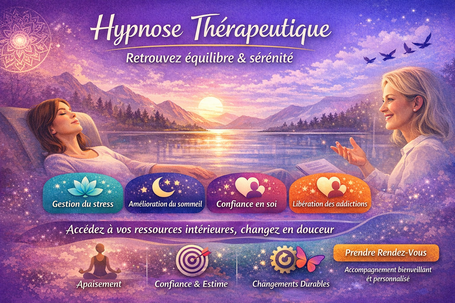Hypnose thérapeutique : apaisement, confiance & changements durables